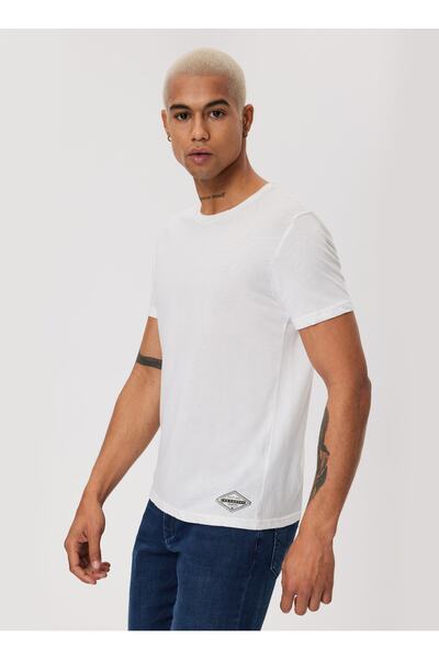 Lee Cooper Ποδηλατική λαιμόκοψη - Λευκό ανδρικό μπλουζάκι, 232 cm | 242061 Γκέιλ