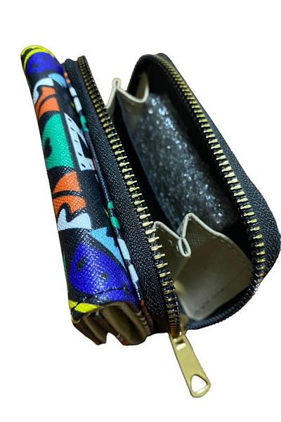 Elif Ethnic Patterned Women's Wallet with Snap Closure and Zipper