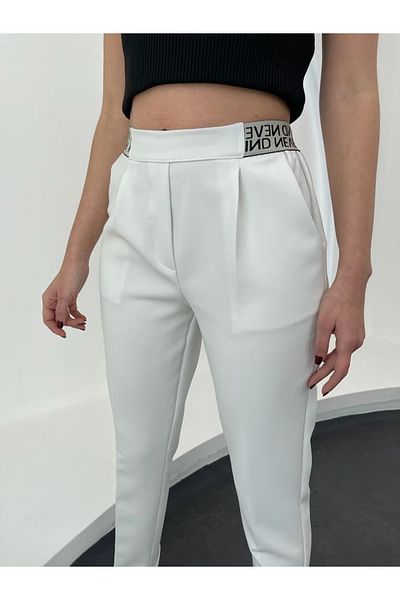 Elif Özbey Butik White Trousers with Elastic Back
