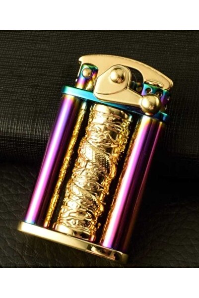 HEPBİMODA Otomatik Taşlı Ejderha Modelli Dönen Aksesuarlı Benzinli Çakmak