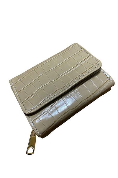 Elif Crocodile Skin Patterned Women's Wallet with Snap Closure and Zipper Mink308221