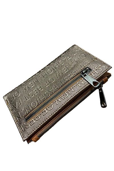 Elif Faux Leather Women's Wallet with Embossed Lettering Metalic Copper308224
