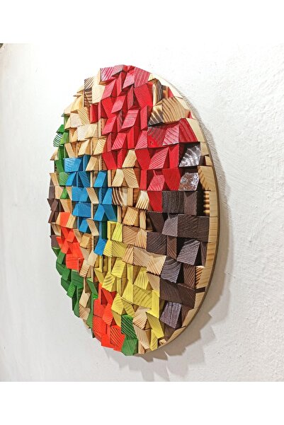 Zene 3 Boyutlu Ahşap Tablo Wood Wall Art Akustik Panel Sound Diffuser Oval Du...