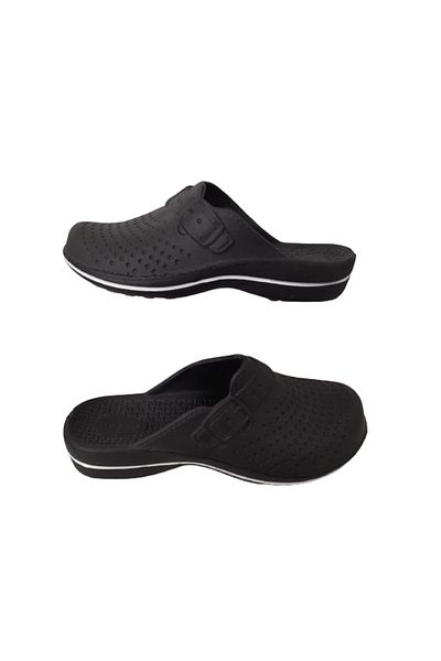 GEZER Unisex Μαύρο-άσπρο ριγέ παντόφλες μπάνιου Gzrr215-20