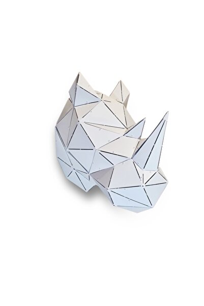 Machin-x - Beyaz Metal Low Polly Heykel - Rhino Gergedan - Ev Ve Ofis Modern ...