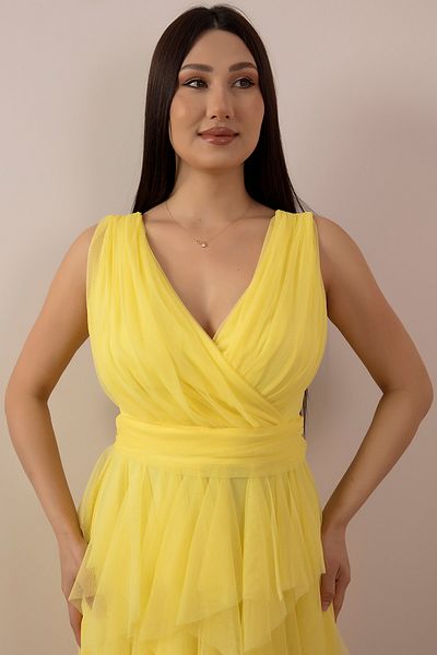 PULLIMM Double Breasted Collar Ruffle Short Dress 13399
