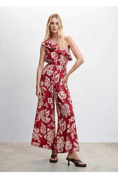 MANGO Woman Frilly Asymmetrical Jumpsuit