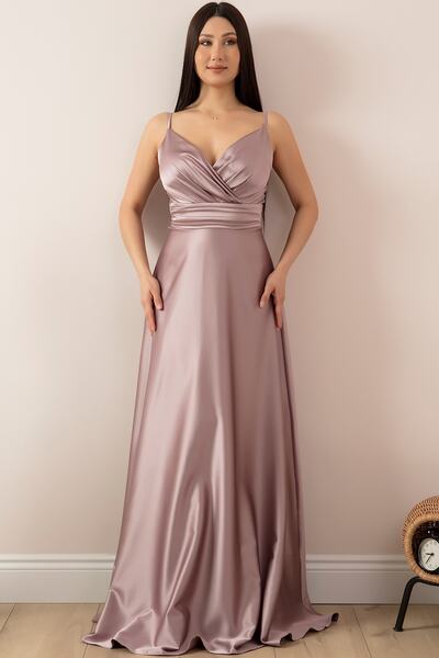 PULLIMM Saten Askılı Elbise 13384