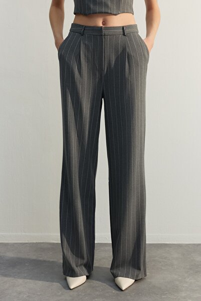 Trendyol Collection Limitált kiadású többszínű széles szárú/széles szárú csíkos szövött szövet nadrág TWOSS23PL00319 Palazzo