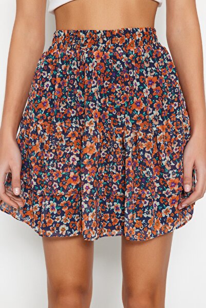 Trendyol Collection Multicolored Lined Flounce Chiffon Mini Woven Skirt TWOAW21ET0410