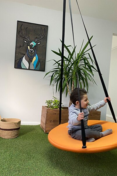 Svava Tavana Asılan Ev Tipi Çocuk Salıncağı Yuvarlak Bebek Çocuk Hamak Salıncak Turuncu