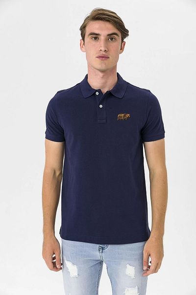 FARM ANİMALS Ανδρικό μπλουζάκι Polo Neck Bear με λεπτομέρεια κεντήματος
