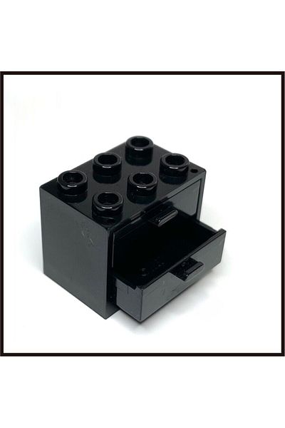 LEGO الملحقات الأصلية Moc مخصص Minifigure وحدات البناء غرفة المكتب درج أسود خزانة سوداء