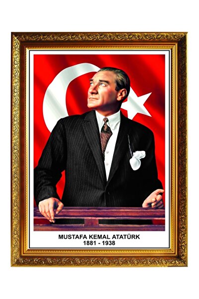 Panda 60x80 Cm Atatürk Köşesi Lüks Yaldızlı Çerçeveli Tablo