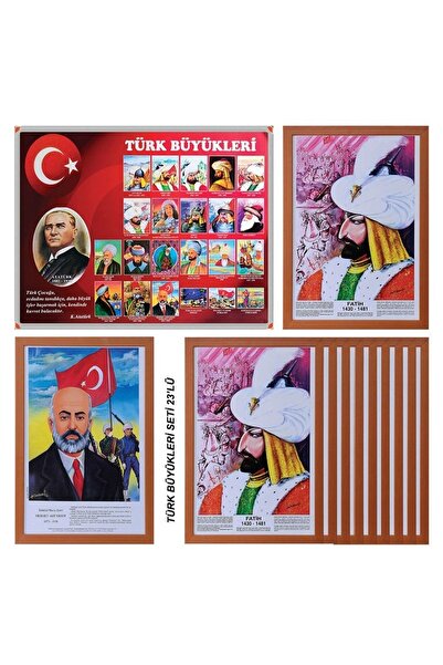Panda 35x50 Cm 23 Lü Atatürk Köşesi Mdf Çerçeveli Türk Büyükleri Tablo