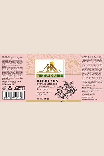 TEMMUZ ORGANİK Berry Mix Skin Lotion 30 Ml