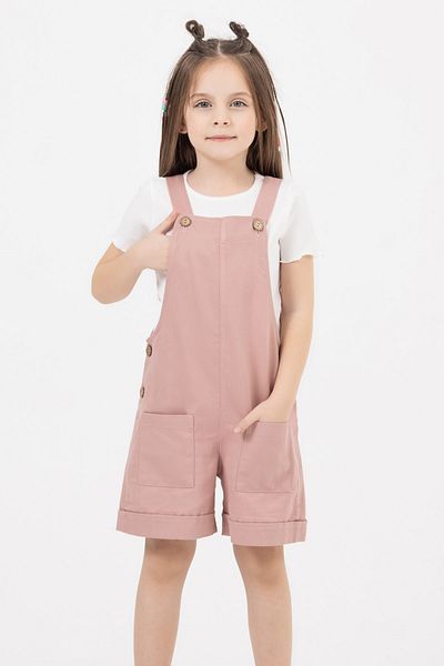 DMB BOYS & GIRLS Girl's Jumpsuit with Cotton Gabardine Shorts