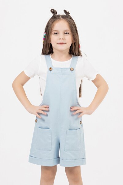 DMB BOYS & GIRLS Salopetă pentru fetiță cu pantaloni scurți din Gabardina de bumbac