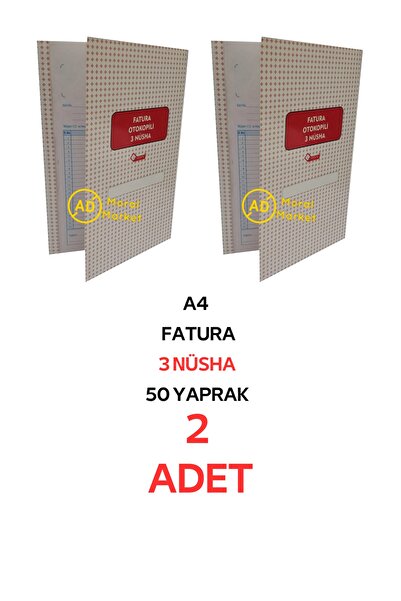 UYSAL A4 Fatura Defteri 3 Nüsha 50 Yaprak 2 Li Paket