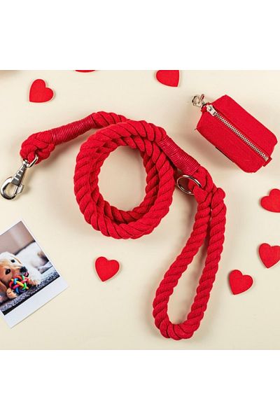 Lusi Doog Kangal Dog Collar Dog Walking Collar Kangal Collar Natural Cotton Rope Rope (Red)