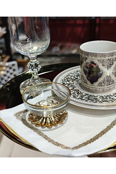 Genel Markalar 6 Adet Kahve Yanı Gold Metal Ayaklı Lokumluk Şekerlik