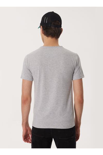 Lee Cooper Gray Melange Crew Neck Men's T-shirt - 232 Lcm242061 Gael