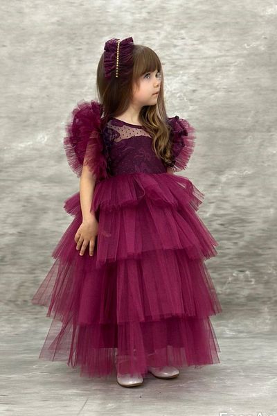 ABİYEKİDS Girl's Lace Katkat Children's Evening Dress Age 3/6 Aby820