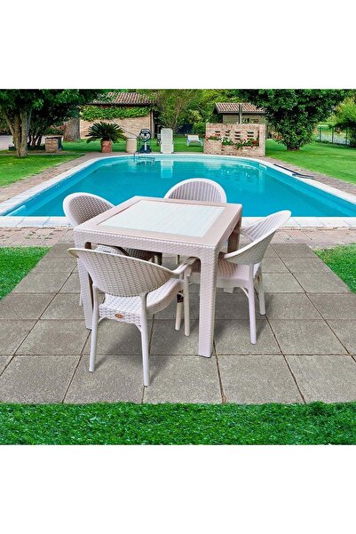 Sadık Plastik SP Capissi Rattan Kapiçino Masa Takımı 90*90 Camlı Masa 4 Adet ...