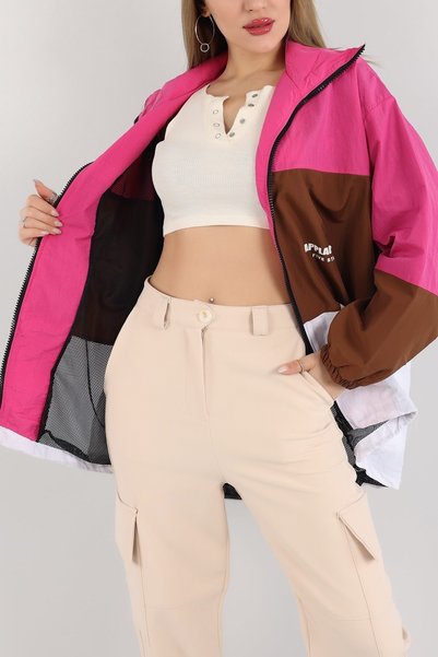 Generic Brand Fuchsia Women's Oversize Raincoat - Parachute Fabric