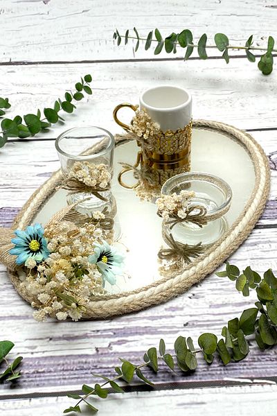 Lora Davet Σετ δίσκου καφέ γαμπρού (1 τεμάχιο) Μπλε 53214