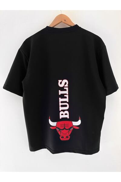 SWOOPS Outdoors Erkek Bulls Oversize Baskılı Pamuklu Bisiklet Yaka Kısa Kollu T-shirt