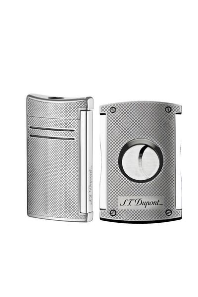S.T. Dupont Maxijet Çakmak Ve Kesici Seti Grid Krom