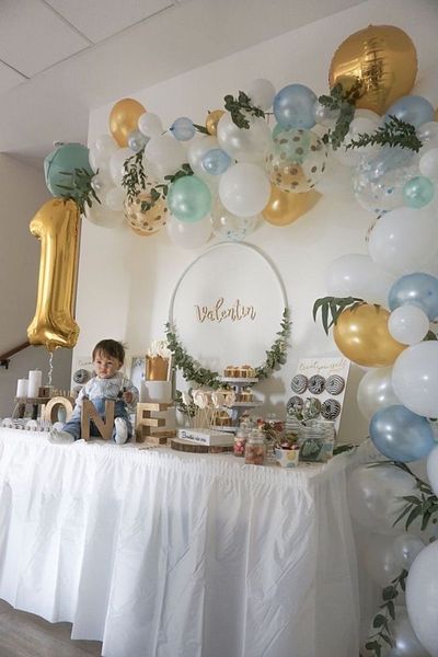 MFM Party 1 Year Old Number Gold Foil Chain Balloon Birthday Set