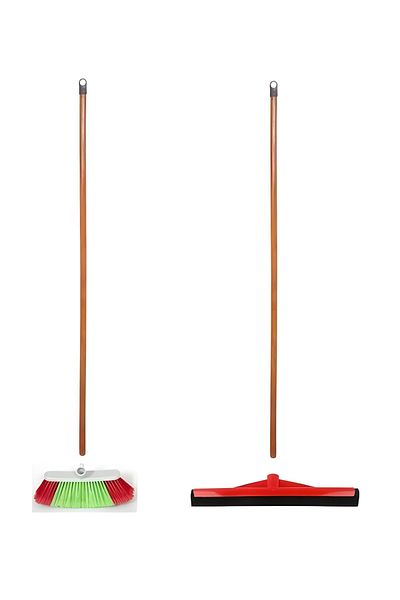 BRN STORE Floor Brush with Handle - Sweeper and 2-Piece Squeegee Set