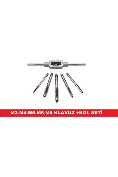 CEKSAN Klavuz Seti+kol M3-m4-m5-m6-m8 Metrik Diş Açma Klavuzları
