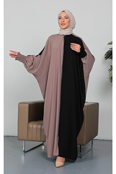 KADEEM Abaya de vară din țesătură cupra neagră, tip Mink