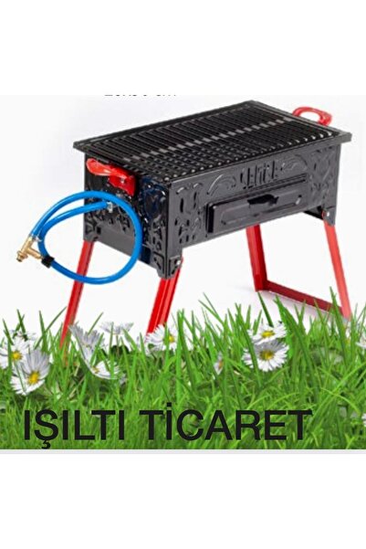 IŞILTI TİCARET Cemre C07 Tüplü,lavtaşlı,kömürlü Ayaklı Emaye Mangal28x50cm Eb...