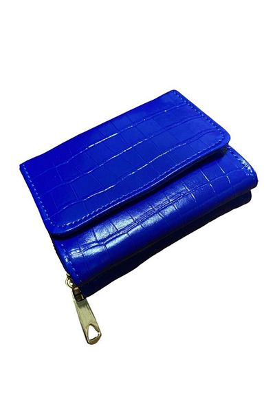Elif Portofel de damă cu model din piele de crocodil, cu închidere cu fermoar, albastru 308220