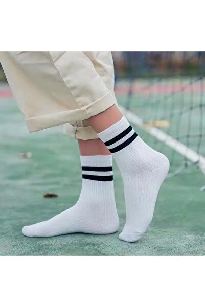 Önder 4 чифта Unisez едноцветни колежански чорапи на райета