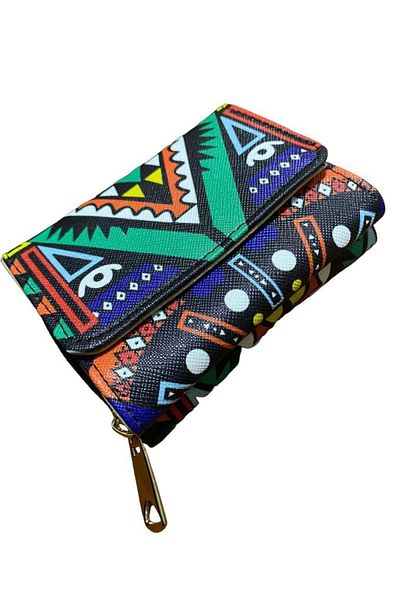 Elif Ethnic Patterned Women's Wallet with Snap Closure and Zipper