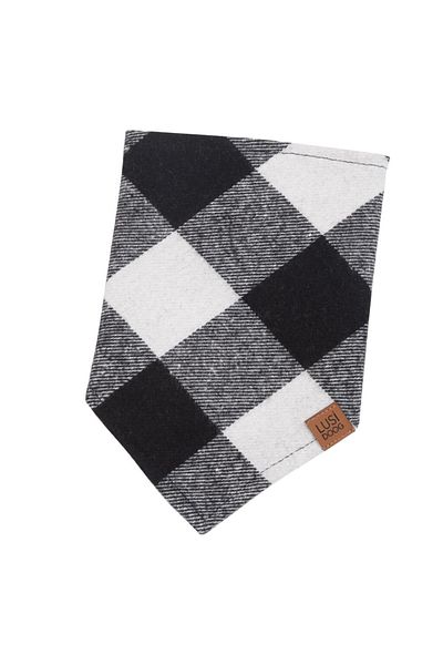Lusi Doog Wool Plaid Black and White Dog Bandana - Scarf