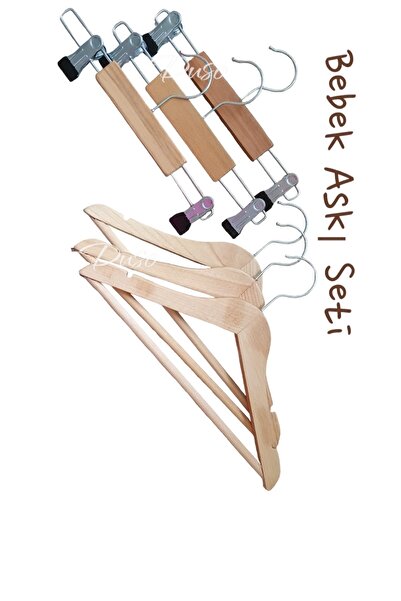 DUSOHOME Bebek Askı Seti Cocuk Askı Bebek Askı Ahsap Mandallı Pantolon Etek A...