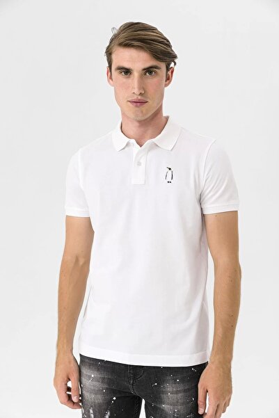 FARM ANİMALS Чоловіча футболка з коміром-поло та вишивкою у вигляді пінгвіна