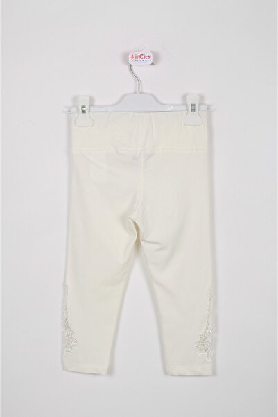 incity Girl's Lace Detailed Ecru White Tights