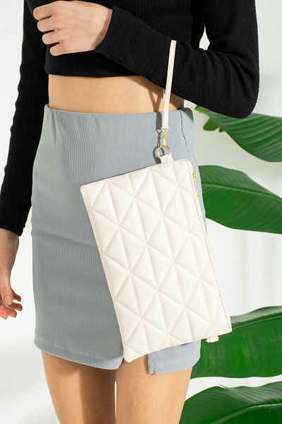 bibags Βραδινή τσάντα Clutch Clutch Bag Cream Quilted Portfolio