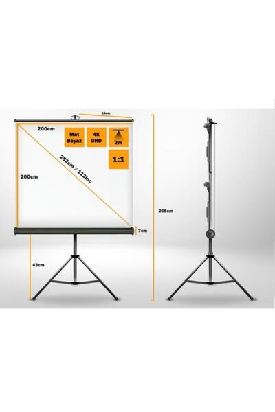 LiteOut 200x200cm Tripod Ayaklı Projeksiyon Perdesi