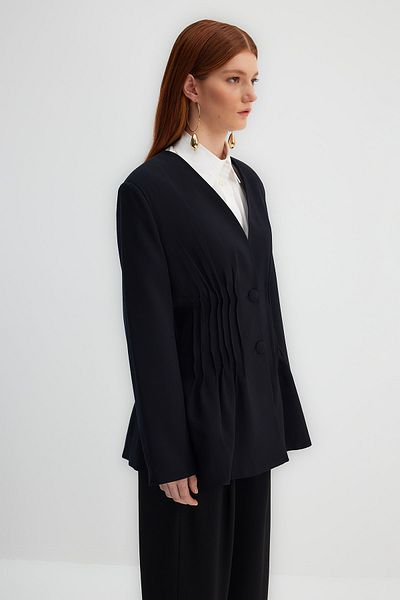 Trendyol Modest X Kevser Sarıoğlu Μαύρο Rib Λεπτομερές υφαντό μπουφάν TCLSS23CK00002