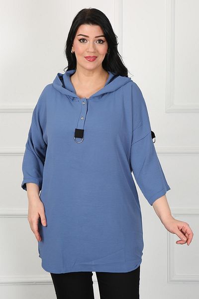 By Alba Collection Cămașă Ayrobin cu glugă pentru femei Indigo mărime mare