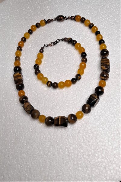 Asteria Elite Tiger Eye Ceyt Evil Eye Protection and Courage Necklace Bracelet Set