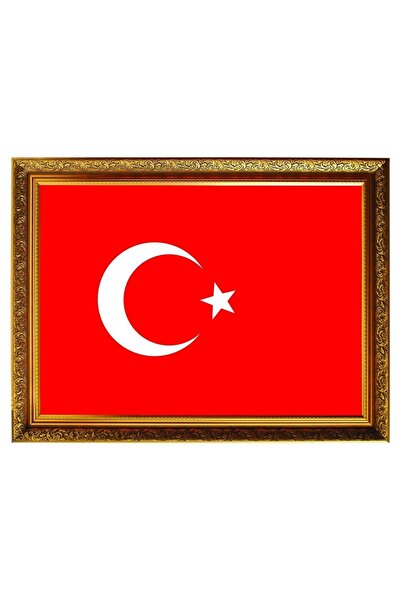 Panda 40x60 Cm Atatürk Köşesi Lüks Yaldızlı Çerçeveli Türk Bayrağı Bayrak Tablo